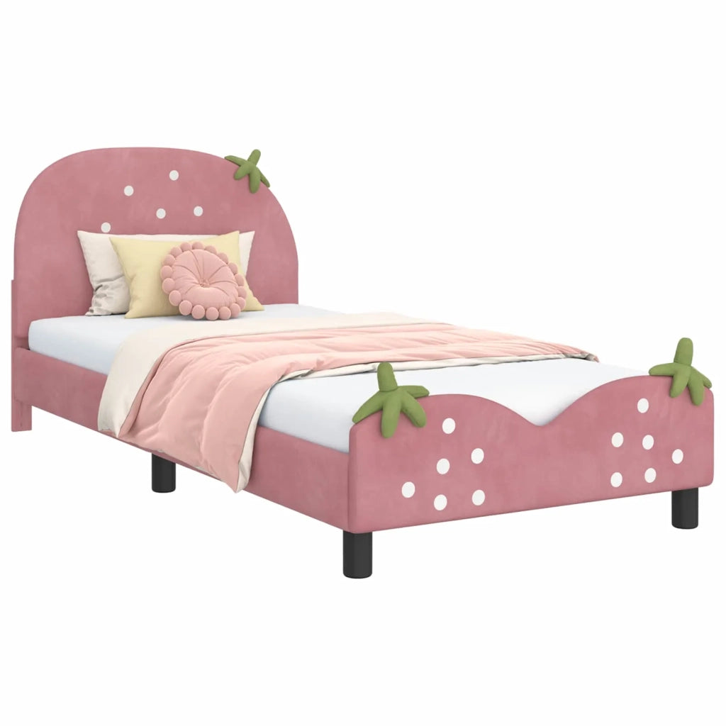 Struttura letto bambini con testata Rosa 90 x 190 cm Velluto