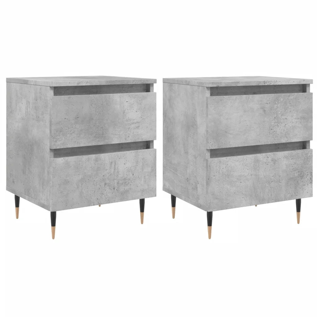Comodini 2pz Grigio Cemento 40x35x50 cm in Legno Multistrato 826869