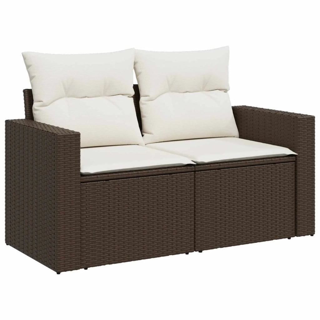 Set di divani 7 pz Marrone e Bianco Crema 3448780