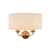 Applique doppia Highclere ottone vintage con paralume 2xE14