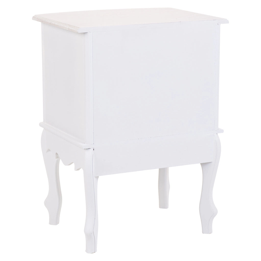Comodino in legno con 2 cassetti bianchi 42x34x57.h cm