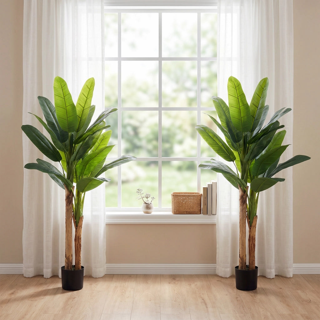 Pianta Artificiale Banano 150cm ¨C Xylo ¨C Set 2 Pezzi con Vaso
