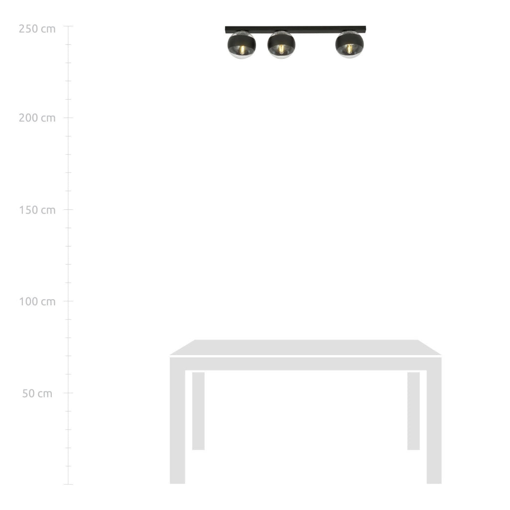 Plafoniera Emibig FIT 3 nera/trasparente 3xE14 70cm