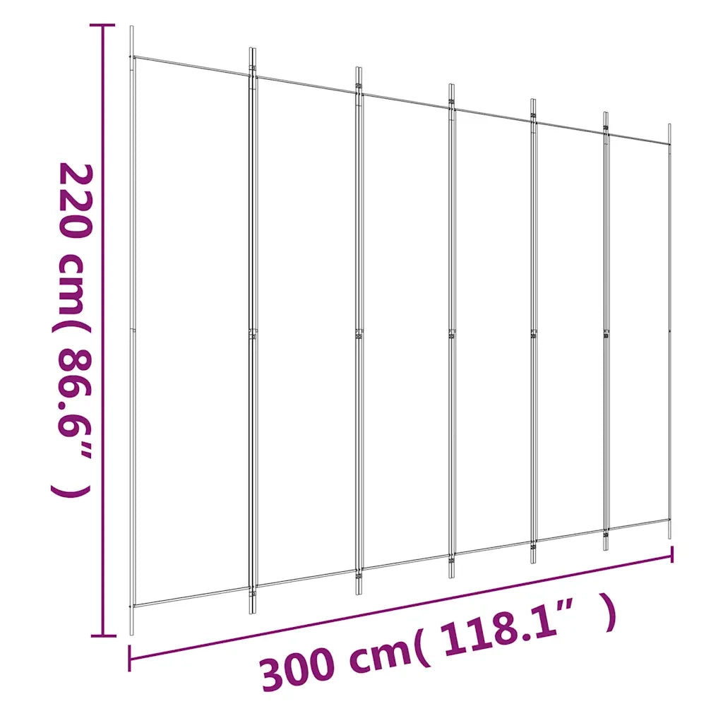 Divisorio Ambienti | Divider per stanze | Paravento a 6 Pannelli Nero 300x220 cm in Tessuto