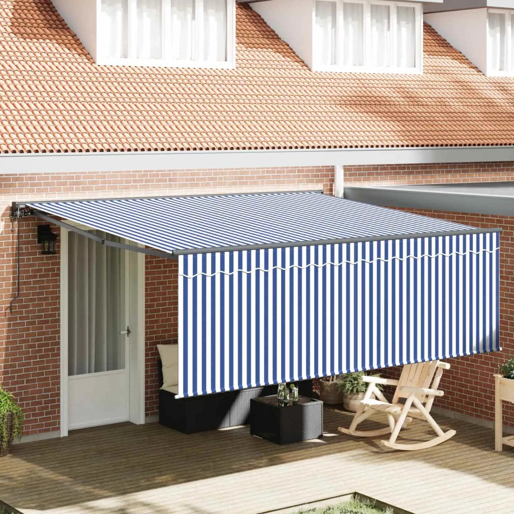 Tenda Retrattile Blu e Bianco 400 × 300 cm 3330488