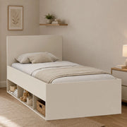 Lifarare, Letto Singolo Dimensione Materasso 90x190 cm, Beige