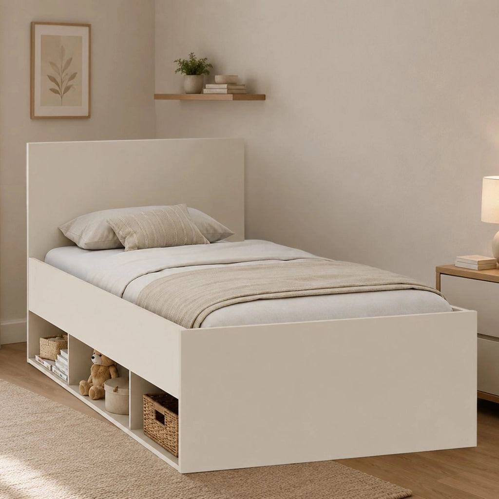 Lifarare, Letto Singolo Dimensione Materasso 90x190 cm, Beige
