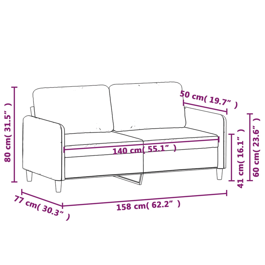Divano a 2 Posti-Sofa 2 Posti Grigio Chiaro 140 cm in Velluto 695661