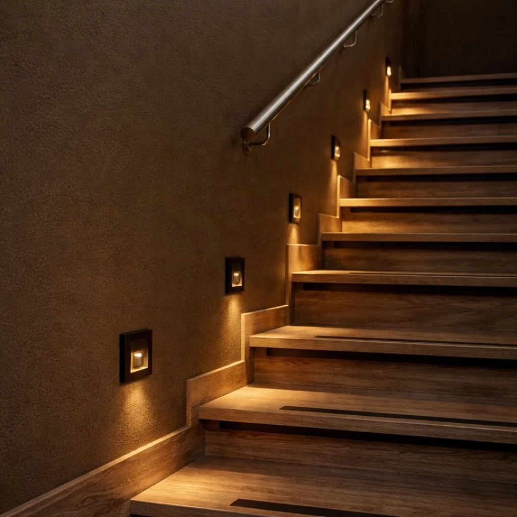 Segnapasso LED incasso Lunca nero quadrato PIR Rabalux