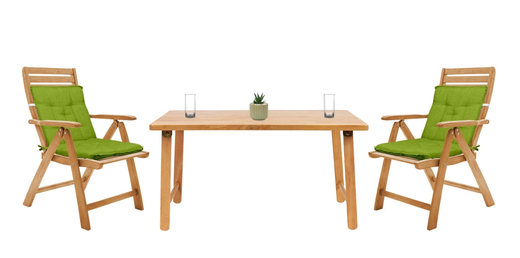 Set Cuscini Sedia Con Schienale Imbottiti Con Laccetti Banda Elastica 40 x 80 Cm Verde - 6 Pezzi