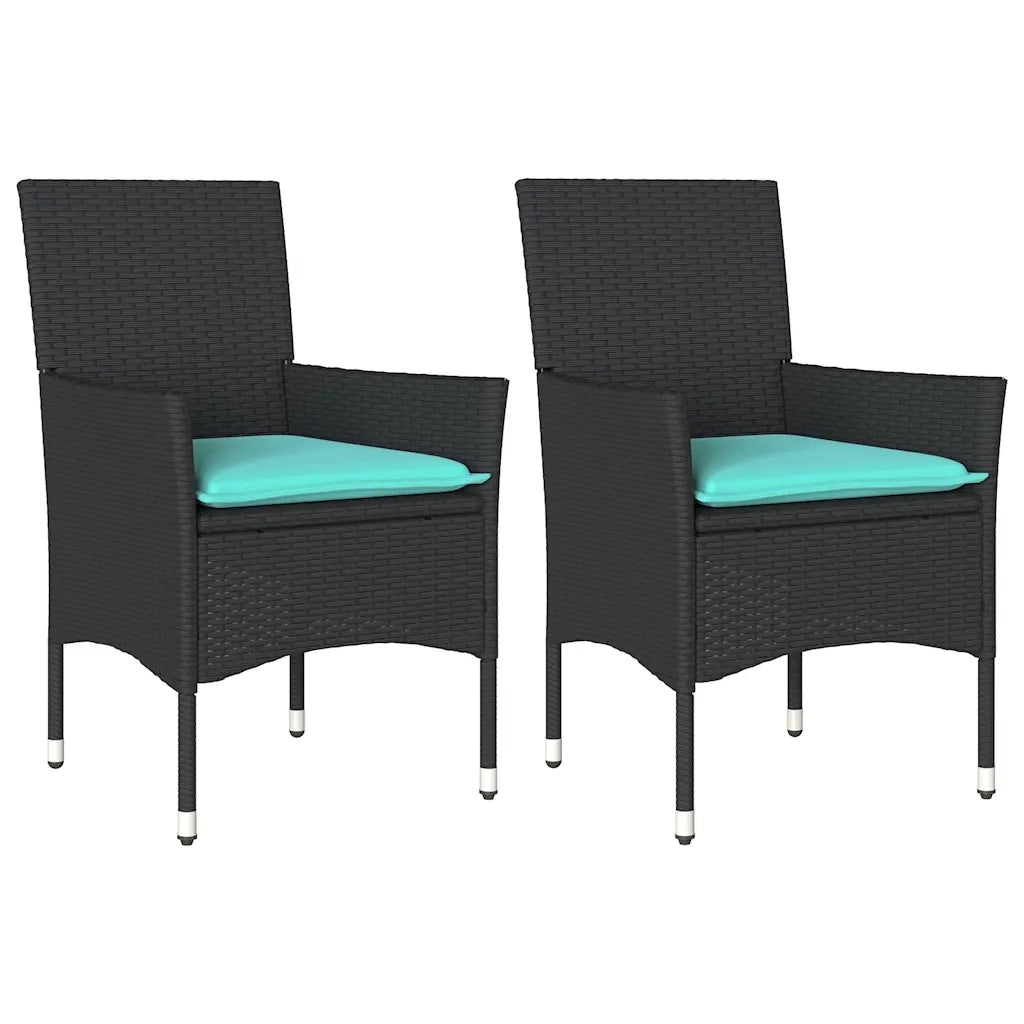 Sedie da Giardino con Cuscini 2 pz Nere in Polyrattan 368118