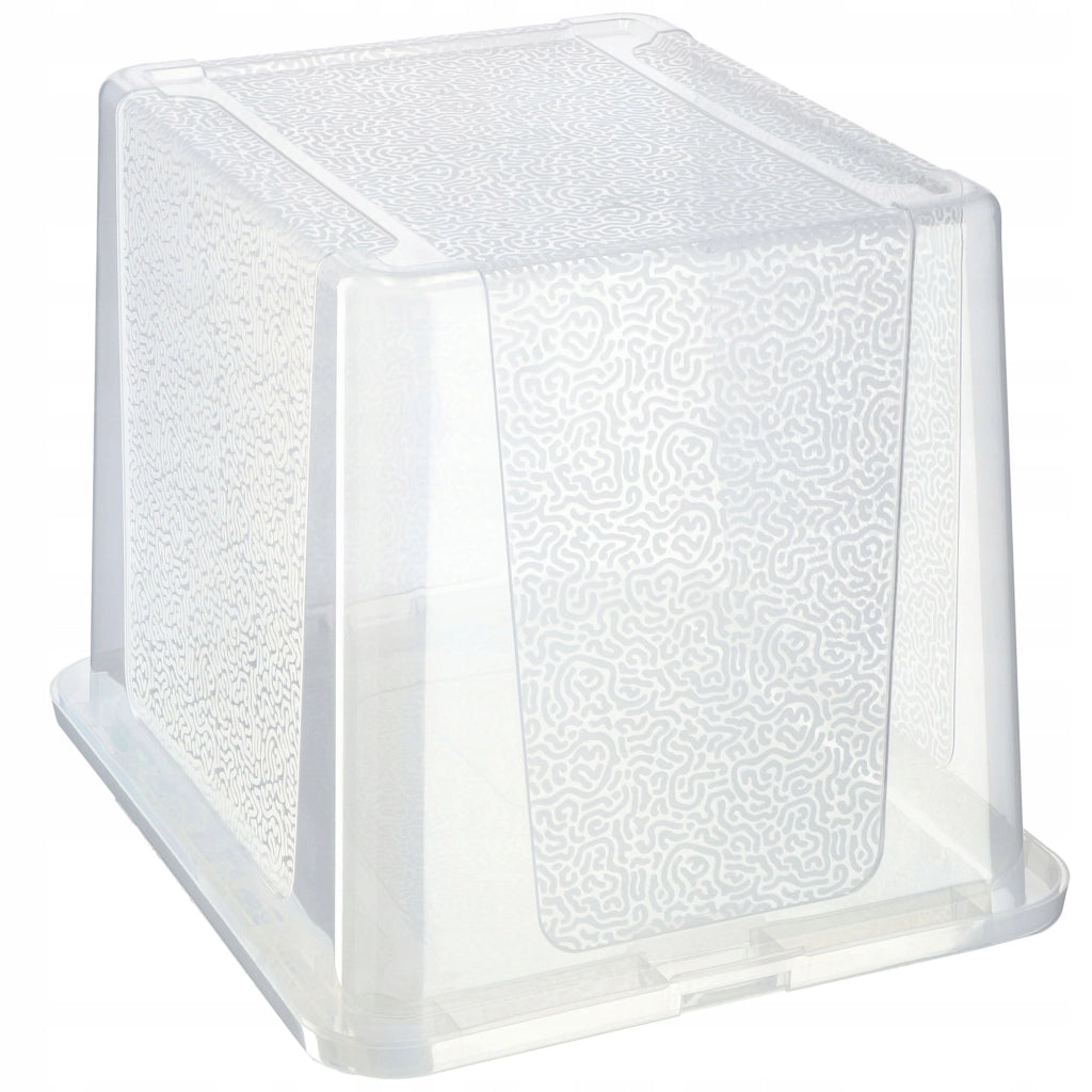 Contenitore in plastica KADAX da 30 litri con coperchio, trasparente e richiudibile, grande scatola
