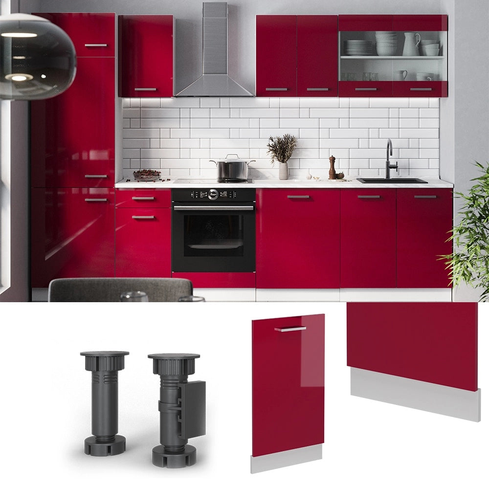 Pannello frontale della lavastoviglie R-Line Rosso lucido/Bianco 45 cm, PL Antracite Vicco