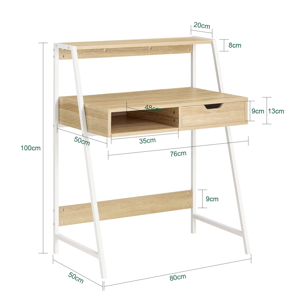 Scrivania Piccola con libreria, cassetto e cubo Misura del Piano del Tavolo L76*P50*A75 cm FWT63-N