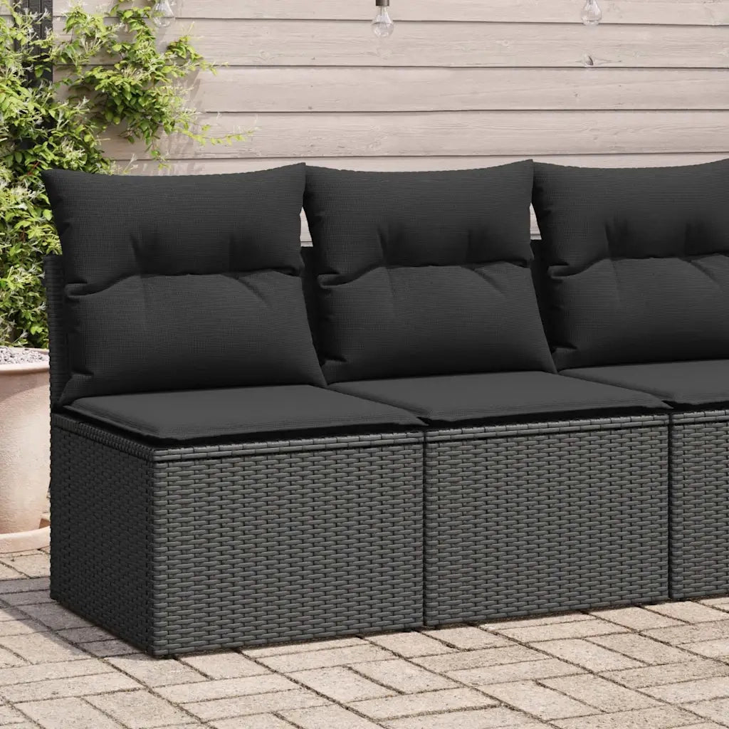 Set Divani da Giardino con Cuscini 2 pz | Set Salotto da Giardino Nero Polyrattan Acacia