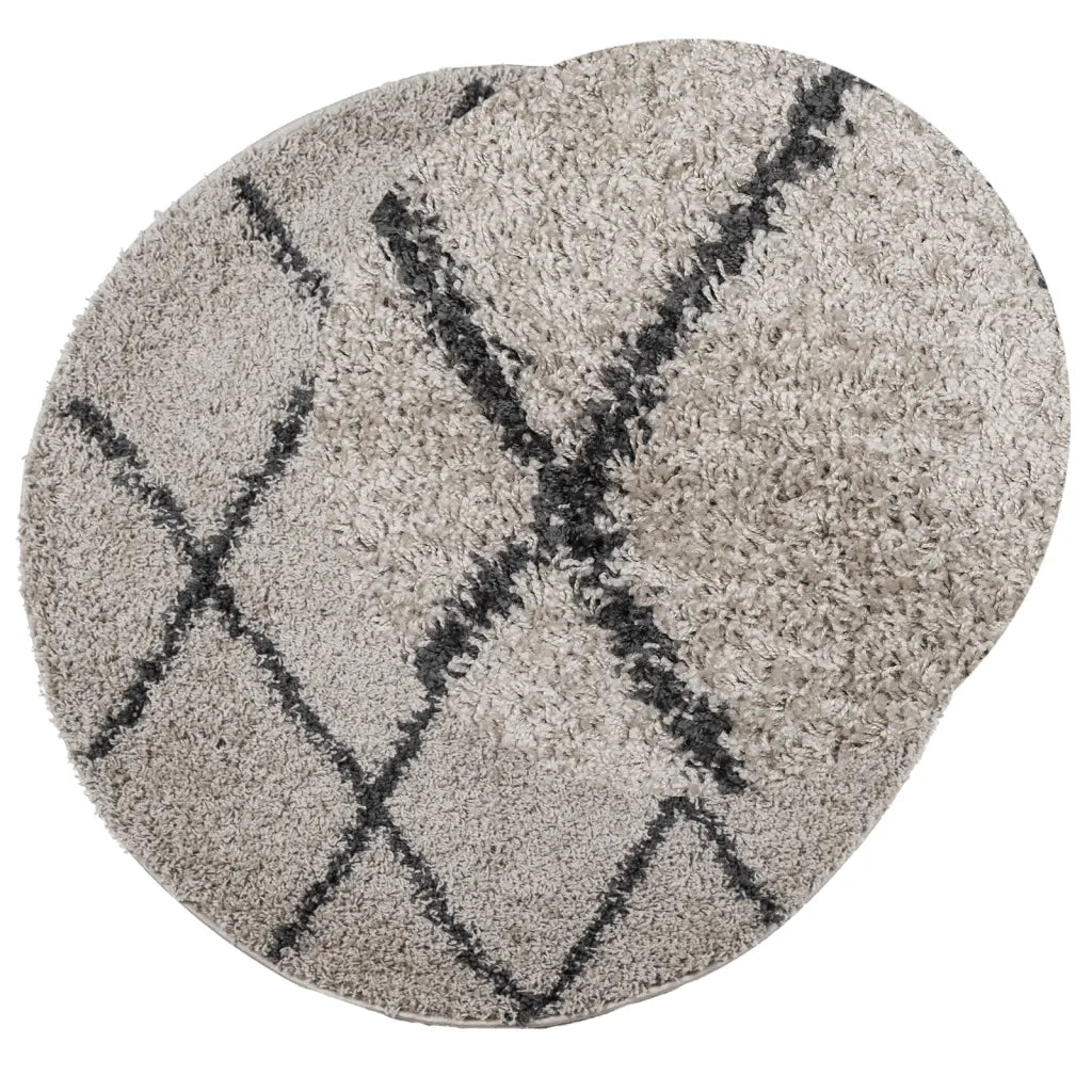 Tappeto del soggiorno | Tappeto Shaggy PAMPLONA a Pelo Lungo Beige e Antracite ? 100 cm