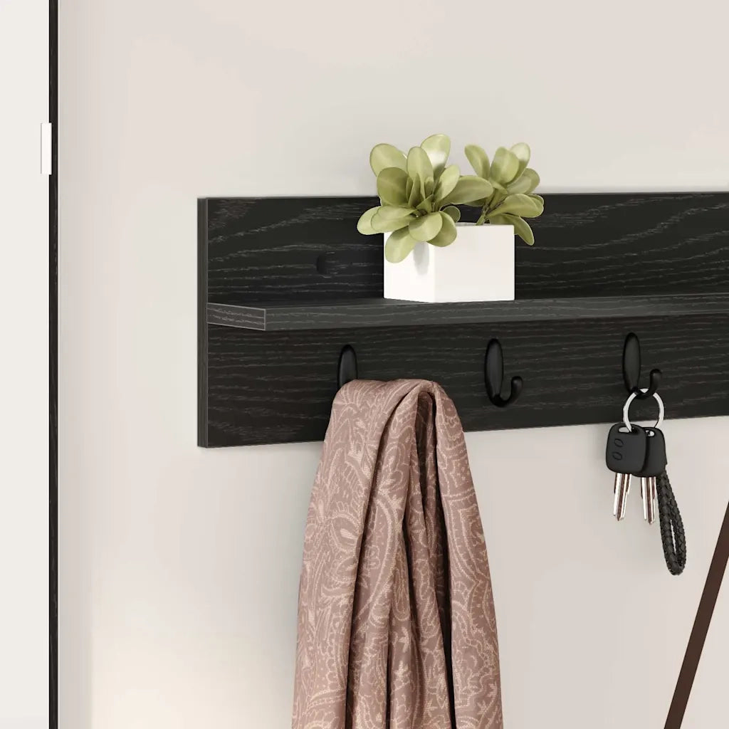 Appendiabiti a muro Rovere Nero 100 x 10,5 x 18 cm 874404