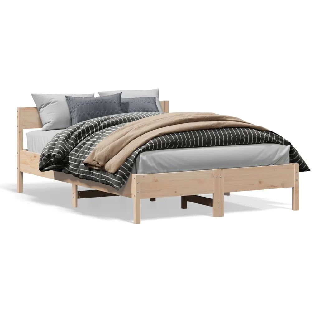 Letto matrimoniale | Letto per adulti | Letto senza Materasso 140x200 cm in Legno Massello di Pino