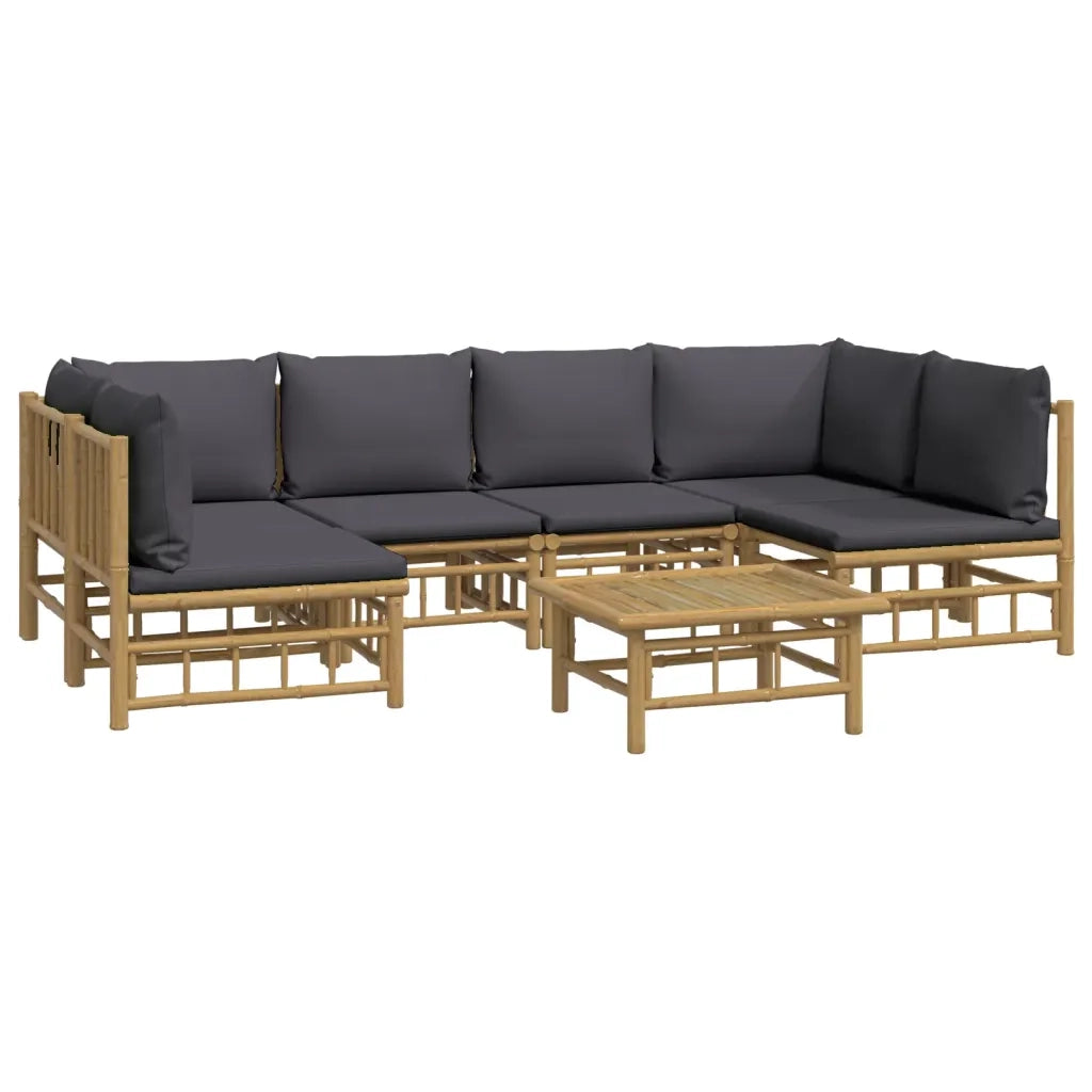 Set Salotto da Giardino 7pz con Cuscini Grigio Scuro Bambù 3155230