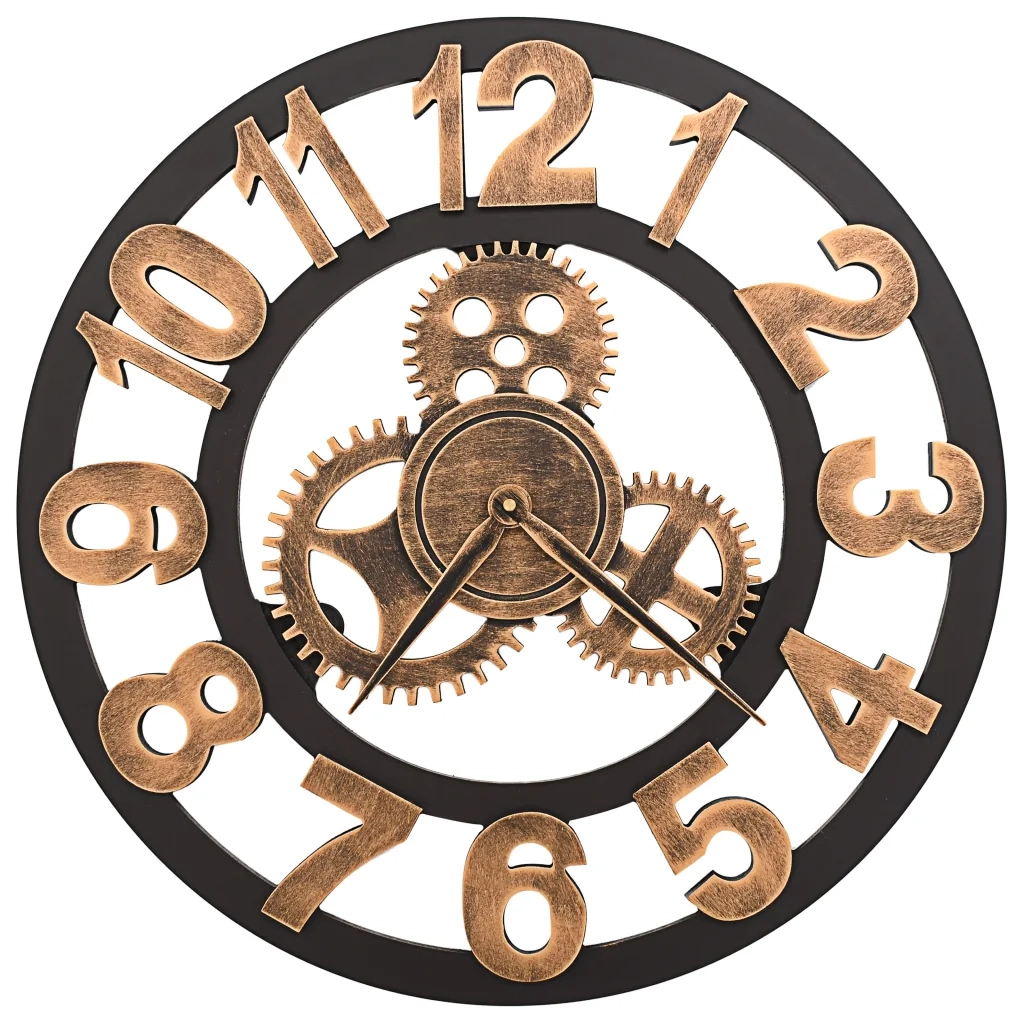 Orologio da Parete in Metallo 58 cm Dorato e Nero 283861