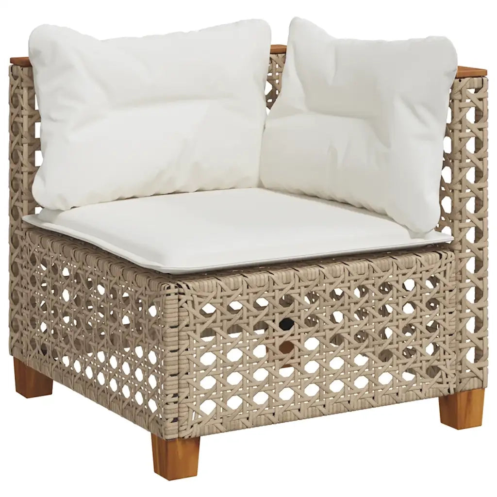 Set Divano da Giardino 10 pz con Cuscini Beige in Polyrattan 3262024