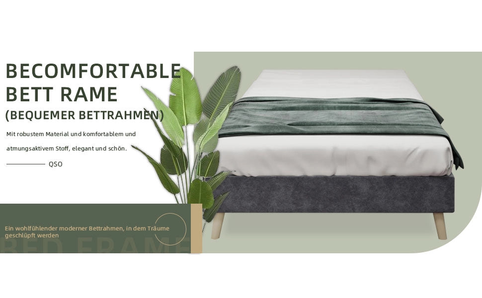 Letto imbottito - Xylo - 90x200 cm - Grigio velluto