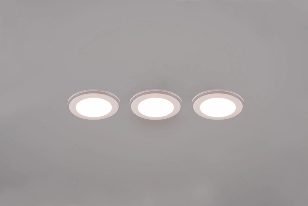 ARGUS KIT 3 FARETTI DA INCASSO LED 1W-4W 350lm, 3000K ROTONDI BORDO BIANCO + FUNZIONE RGB D. 8,2CM DIMMERABILE