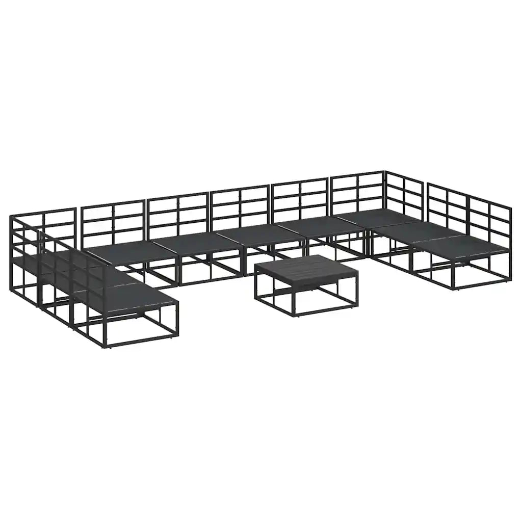 Set Divano da Giardino con cuscino 11 pcs Nero Alluminio 3378903