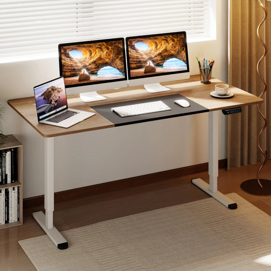 Scrivania elettrica regolabile scrivania per computer per ufficio in casa, Scrivania in piedi con memoria delle altezze Beige-Scrivanie