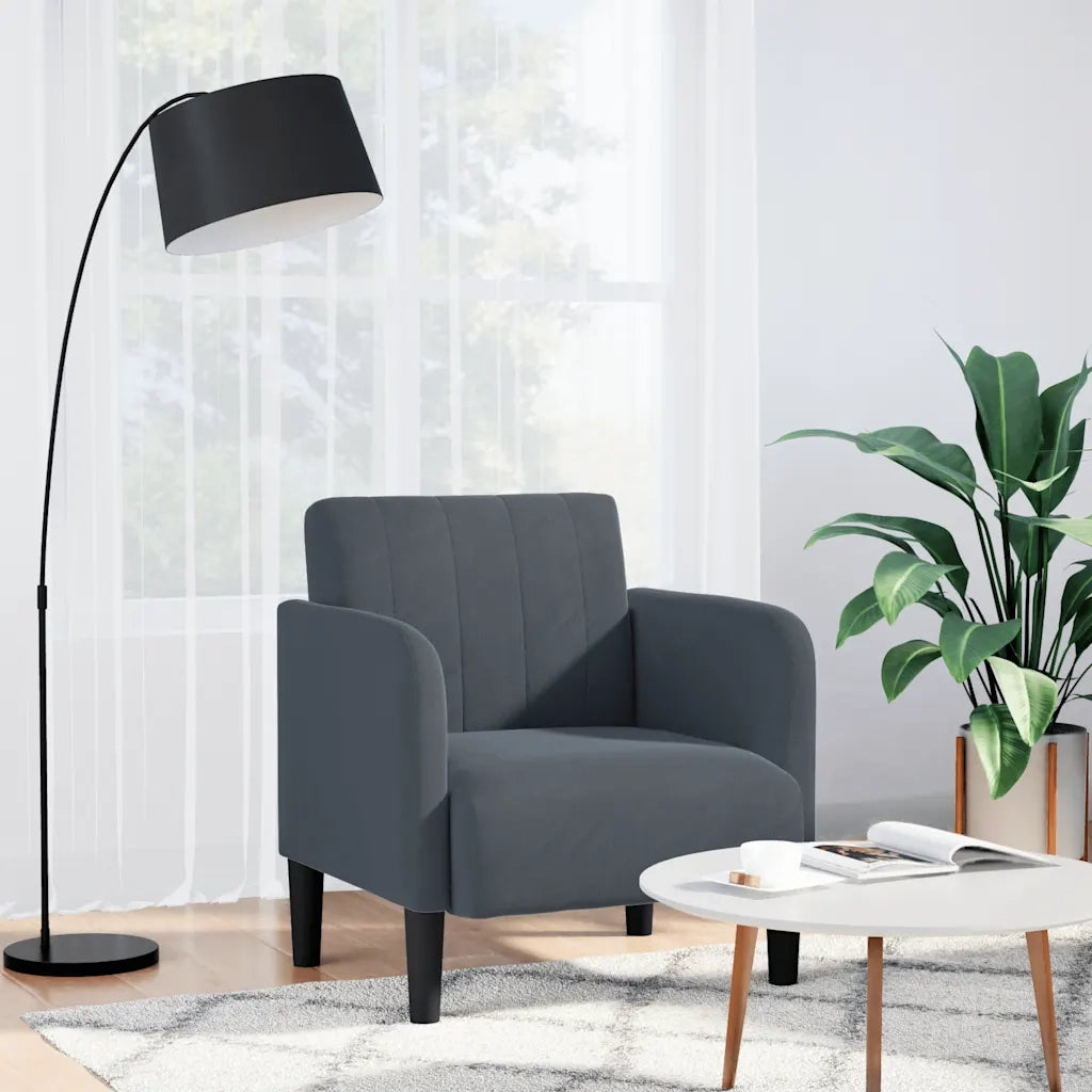 Divano Sedia con Braccioli-Poltrona-Sofa Relax Grigio Scuro 54 cm in Velluto