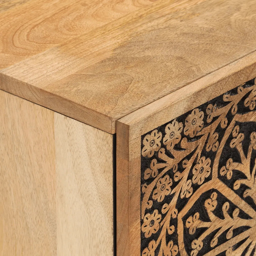 Comodino 40x33x46 cm in Legno Massello di Mango 358208