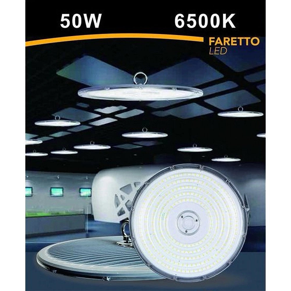 Trade Shop - Faro Led Slim Industriale 50 W Ufo Lampada Riflettore Ip65 Luce Fredda He02-50w -