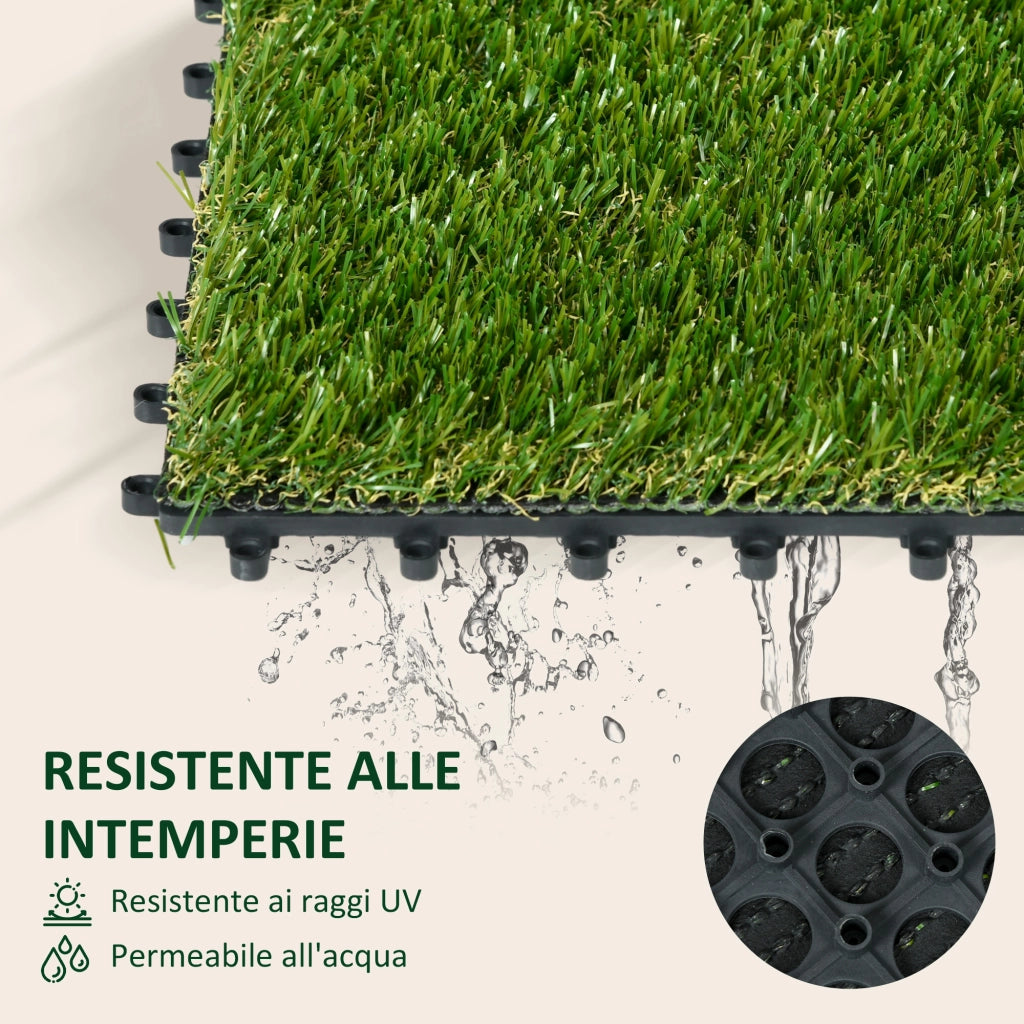 Piastrelle Erba Sintetica Giardino 30x30cm ¨C Xylo ¨C Verde 10 Pezzi