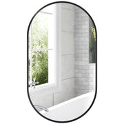 Specchio da Bagno Ovale con Cornice Alluminio ¨C zephmum ¨C Nero 40x70 cm