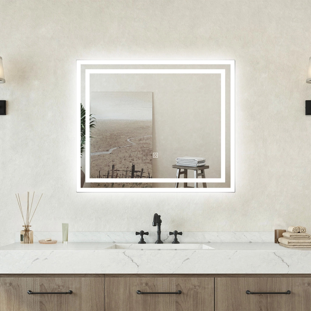 Specchio bagno Rettangolare 60x50cm Retroilluminato Con Led, Design Moderno