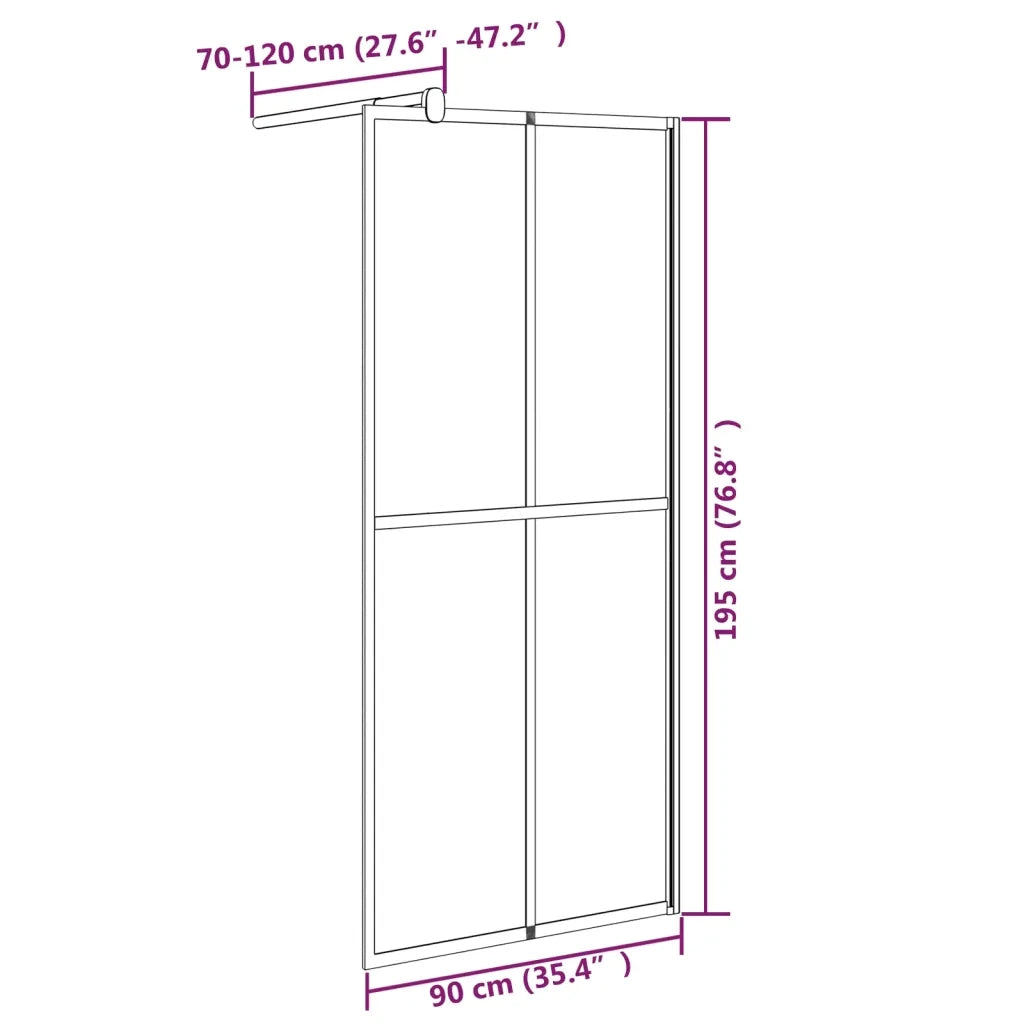 Cabina Doccia 90x195 cm Vetro Temperato Scuro 151885