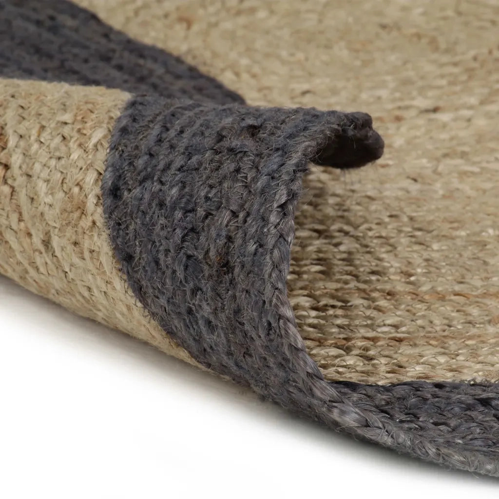 Tappeto Lavorato a Mano in Juta con Bordo Grigio Scuro 90 cm cod mxl 64837