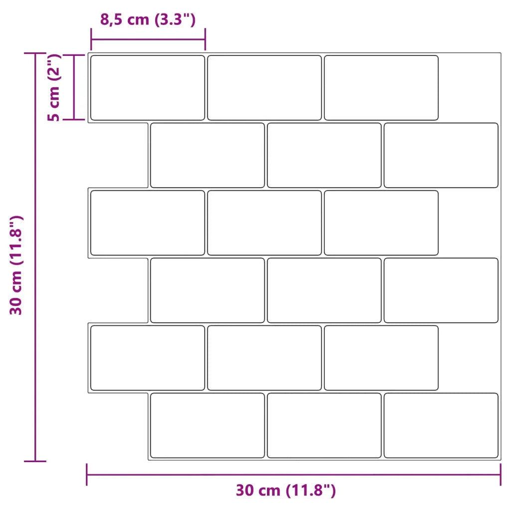 Piastrella subway 50 pz Bianco e Nero 30 x 30 cm CFW8751809
