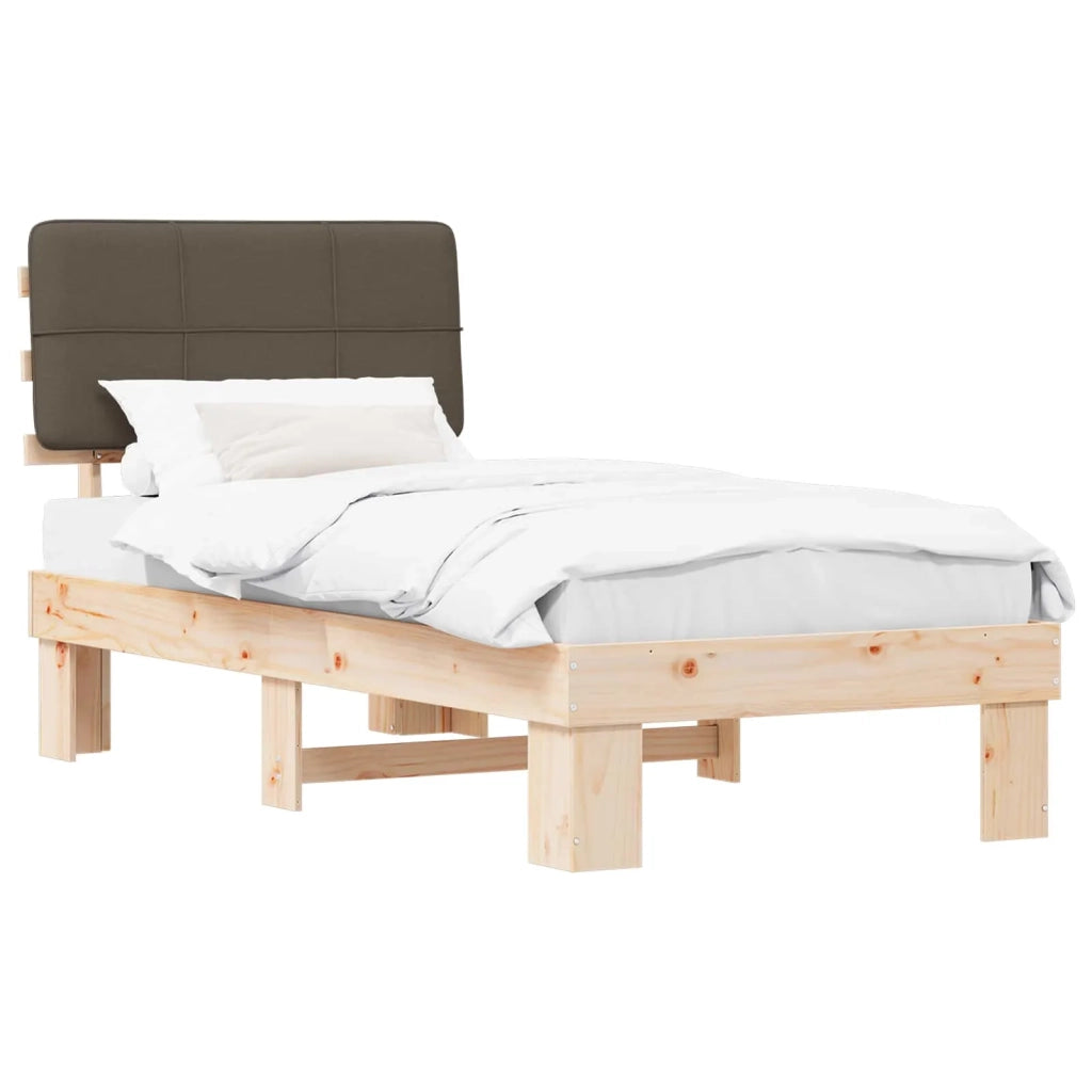 Letto con Testiera Rivestita Grigio scuro 90 x 190 cm