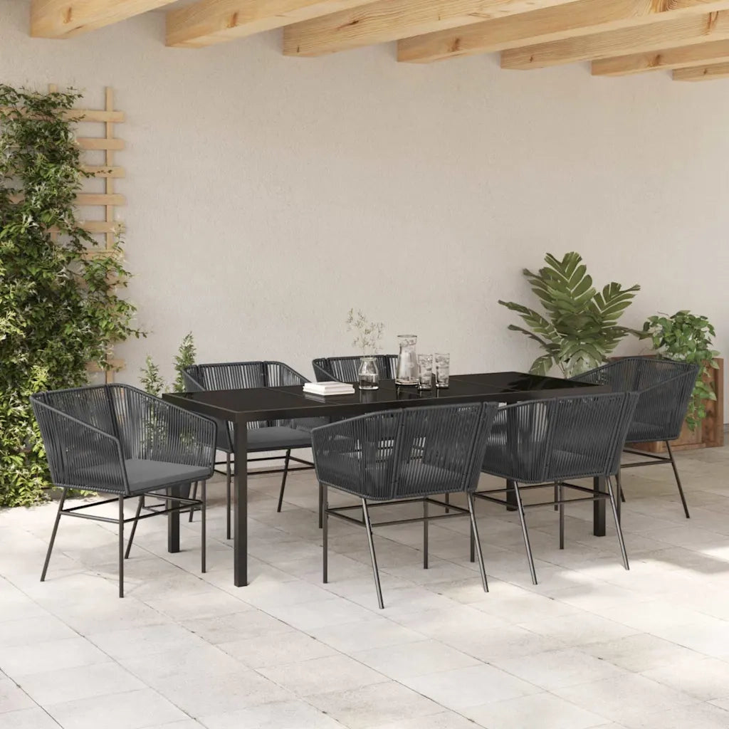 Set da Pranzo per Giardino con cuscino 7 pcs Nero 3380923
