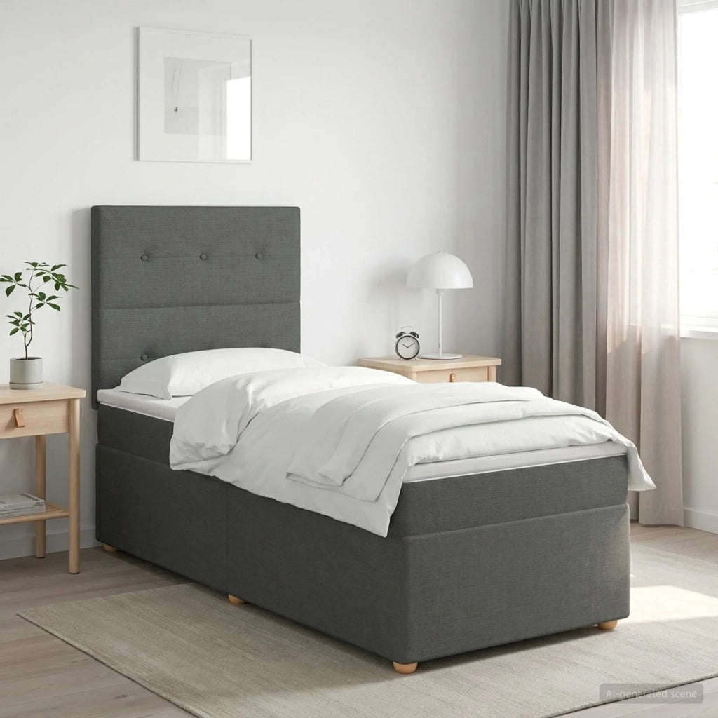Letto box spring con materasso Grigio Scuro 100 x 200 cm 3453817