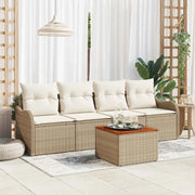 Set Divano da Giardino con cuscino 5 pcs Beige polyrattan