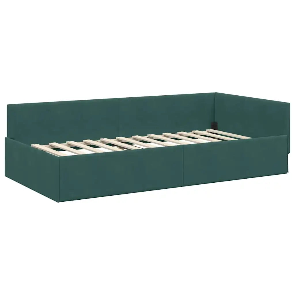 Cornice del letto ad angolo Verde Scuro 100 cm x 200 cm Velluto 42016093