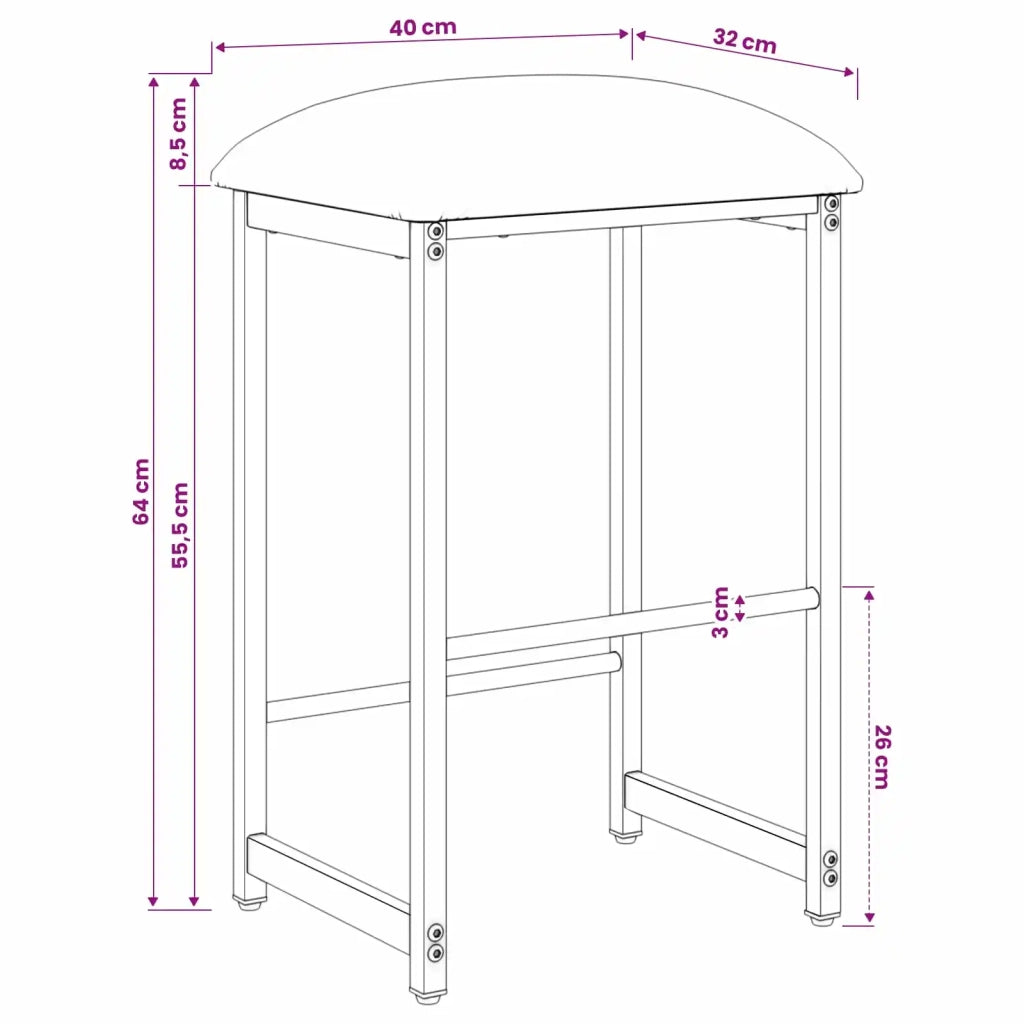 Sgabello da bar 2 pz Grigio Scuro 40 x 32 x 64 cm 8006208