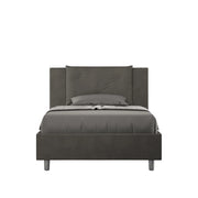 BS COM Letto singolo contenitore imbottito 100x200 microfibra grigio