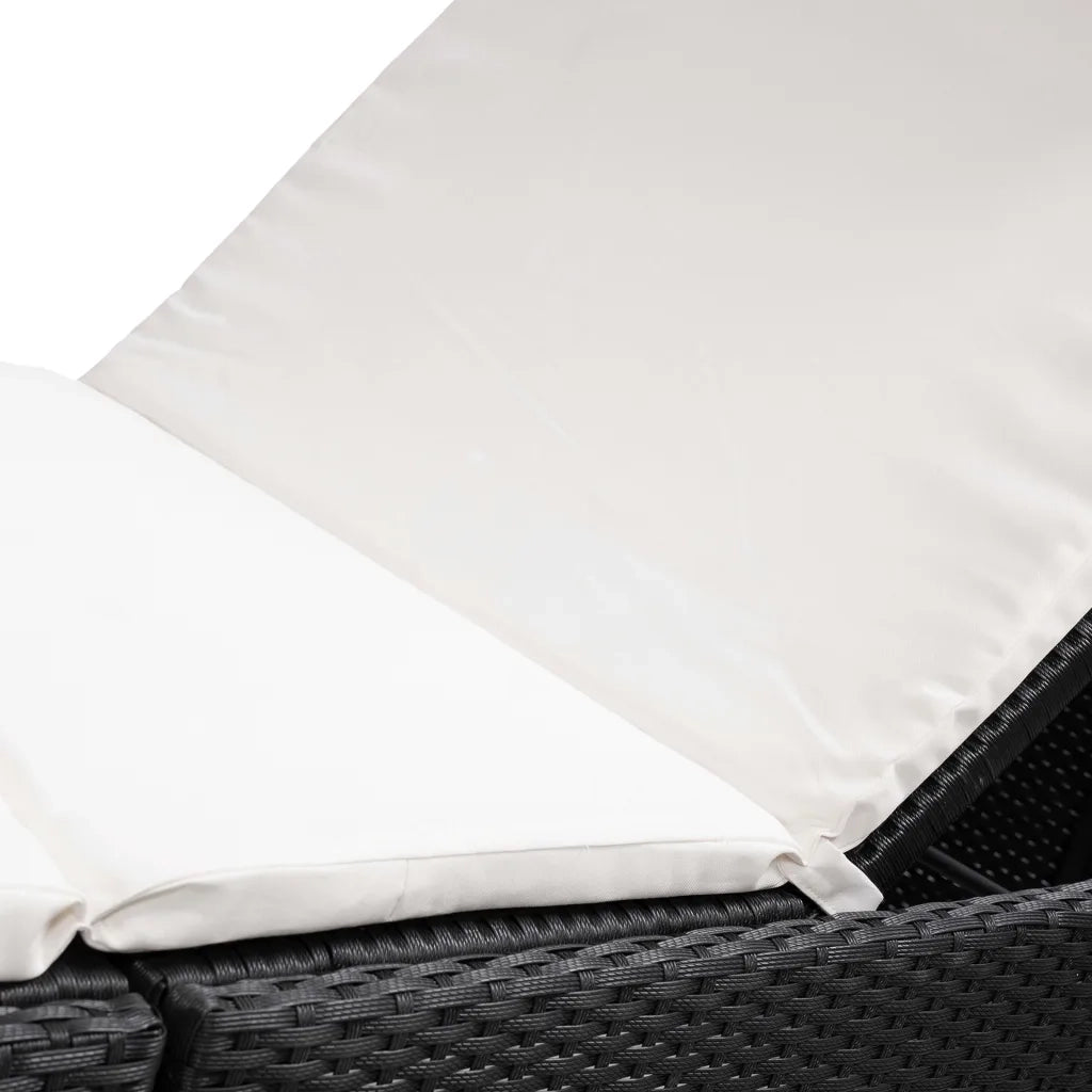 Sdraio da giardino | Lettino con Cuscino in Polyrattan Nero