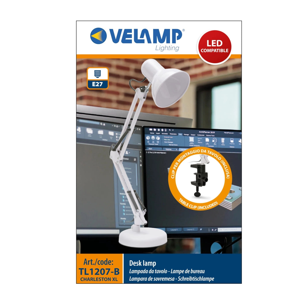 Lampada da Tavolo Velamp Charleston Xl Colore Bianco