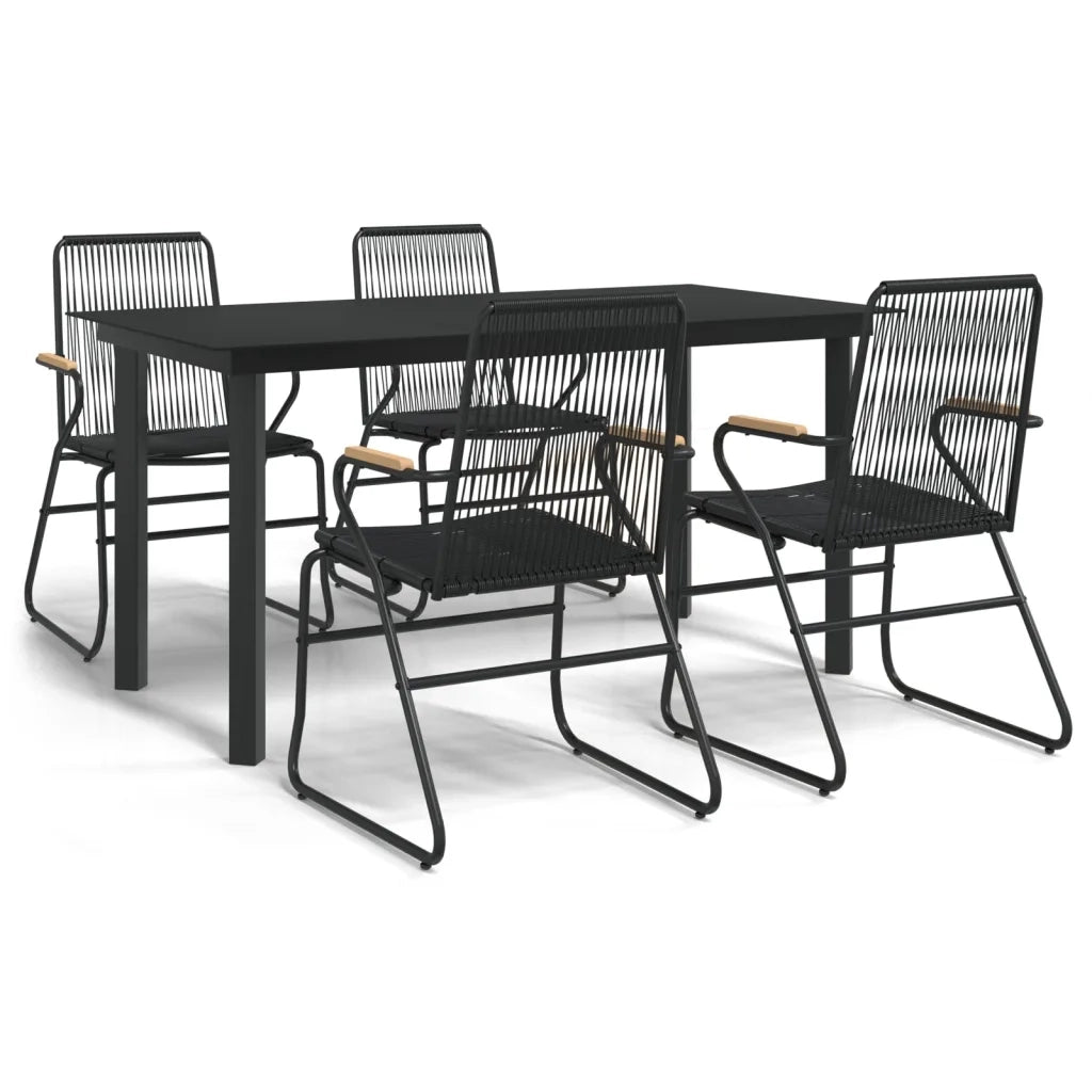 Set da Pranzo da Giardino 5 pz Nero in Rattan PVC