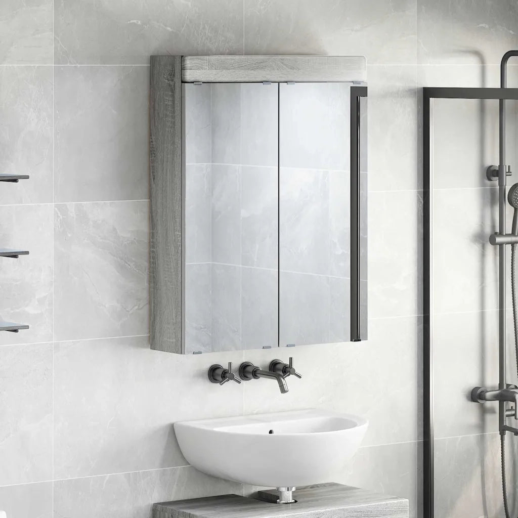 Mobiletto per specchio da Bagno | Armadio da bagno con porta TULUM Grigio Sonoma