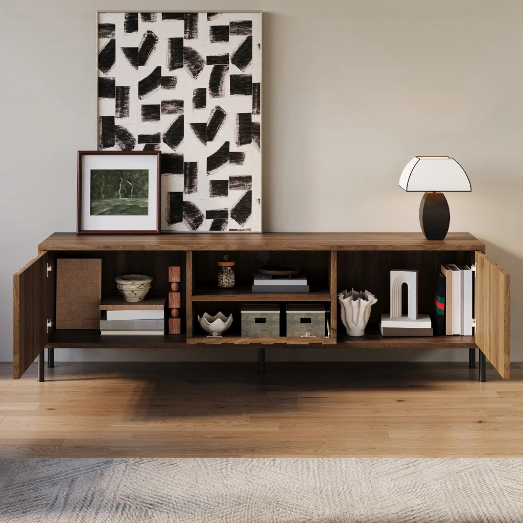 Cassettiera TV naturale in MDF lunghezza 160 cm